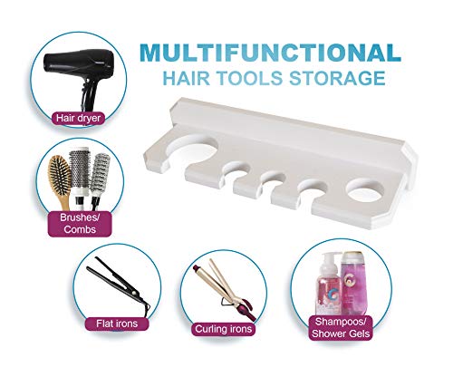 Teslyar Wall Mount Hair Dryer Hanging Rack Organizer Bathroom Hair Care Styling Tool Organizer Storage Flat Irons Curling Wands Hair Straighteners Hardware Included