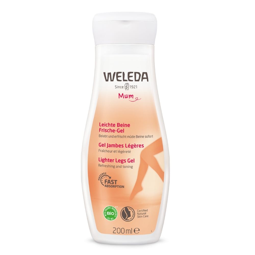 Weleda Mum Lighter Legs Gel, Stressed Legs during Pregnancy, Fast Absorbtion for Tired Limbs after Exercise, Toning, Vegan, 200ml
