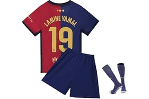 YEESON Soccer Jersey Boys, 2024/2025 Barca Home Lamine Yamal #19 Soccer Jersey with Short Set Youth Sizes