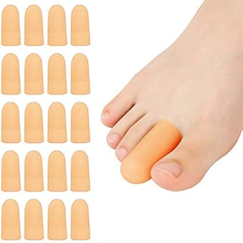Madholly 20 Pieces Gel Toe Cap, Silicone Toe Protector, Toe Guards for Feet, Protect Toe and Provide Relief from Corns, Callus, Blisters, Hammer Toes, Ingrown Toenails, Toenails Loss - Small,Beige