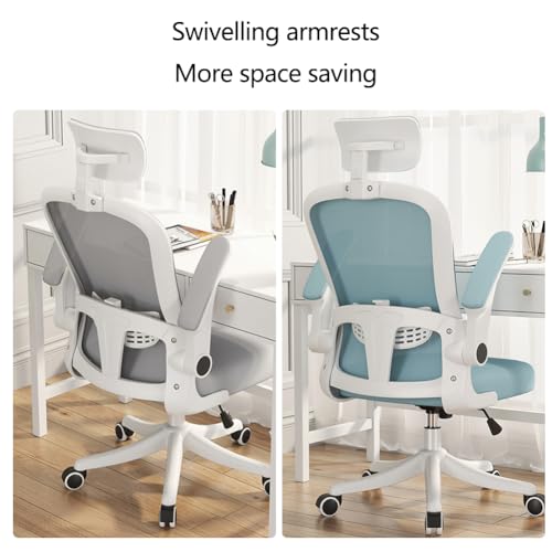 MOZOGOT Ergonomic Office Chair with Lumbar Support & Headrest & Flip-up Arms Height Adjustable Rocking Home Office Desk Chairs for Teens and Adults (Grey Mesh)