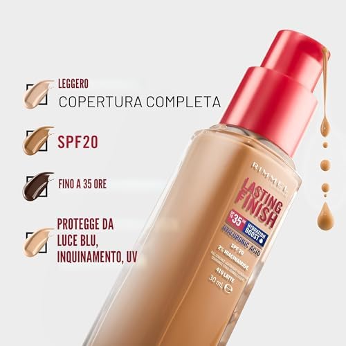 Lasting Finish 35 Hour, fondotinta, lunga durata, idratante, formula vegana, copertura totale, 30 ml, 050 Fair Porcellana