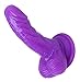 Frisky Silicone Realistic Suction Cup Mini Dildo, Purple, 4 Inch