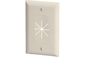 DATA COMM Electronics 45-0017-LA Split Style TV Plate,Flexible AV/HDMI Cable Pass-Through, Low-Profile Design, Conceals Up to 6 Cables, Seamless Finish, Recessed Media In-Wall Outlet Box , Lite Almond