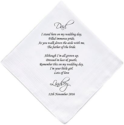Father of the Bride Personalised Handkerchief Wedding Gift Keepsake Hankie Fa...