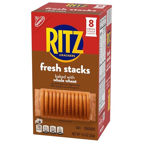 RITZ FRESH STACKS WHOLE WHEAT CRACKERS, TRAVEL SNACKS, 11.6 OZ (8 MULTI SNACK PACKS)