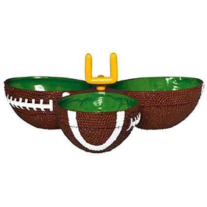 Amscan Football Frenzy Birthday Party Condiment Dish (1 Piece), Green/Brown, 8.75 x 8.75