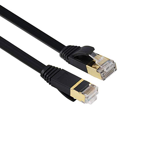 Cat 7 Ethernet Cable 30Ft, Tan QY Cat7 RJ45 Network Patch Cable 10 Gigabit 600Mhz LAN Wire Cable Cord for Modem, Router, PC, Mac, Laptop, PS2, PS3, PS4 Black