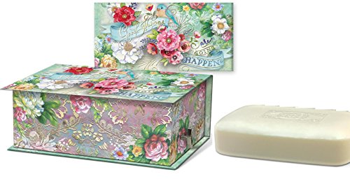 Punch Studio Embellished Rectangular Music Box Green Tea Scented Soap, Good Things Going To Happen
