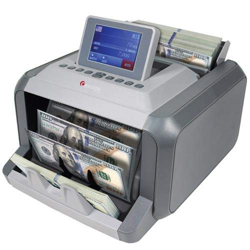 Cassida 7750R Mixed Denomination Money Counter Machine and Value Bill Reader with Counterfeit Detector UV, MG, Infrared, Size & Image Recognition