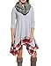 ACEVOG Women Irregular Hem Long Sleeve Plaid Loose Shirt Dress Top Gray XXL