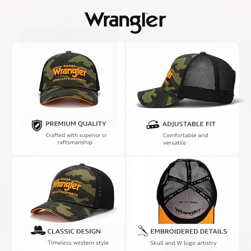 Montana West X Wrangler - Juego de 2 piezas de gorra de béisbol de malla transpirable estructurada con 7 paneles ajustables