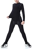 LANBAOSI Boys & Girls Long Sleeve Compression Shirts and Pant 2 Pcs Set