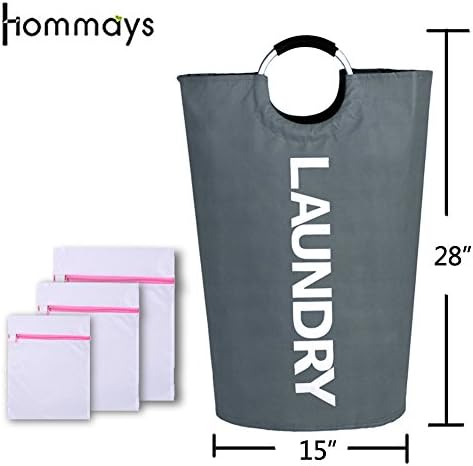 Hommays Laundry Hamper High Capacity Collapsible Laundry Bag with Durable Oxford Fabric and Alloy Handles(Grey)