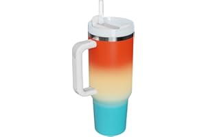 TLINNA 40oz Stainless Steel Vacuum Insulated Tumbler with Lid and Straw for Water, Iced Tea or Coffee, Smoothie and More (Gradient Rainbow)