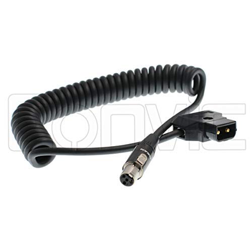 Eonvic D-Tap Male to Mini XLR 4pin Cable for TVlogic Monitor ARRI RED Camera (TVlogic 4-Pin XLR Coiled Cable)