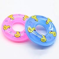 quysvnvqt 3Pcs/Set Cute Mini Doll Swimming Buoy Lifebuoy PVC Life Ring Girl Toy Accessory for Summer Beach - Random Color