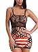 FasiCat Women's Mesh Lingerie Fishnet Babydoll Mini Dress Free Size Sleepwear Bodysuit,Black13,One Size