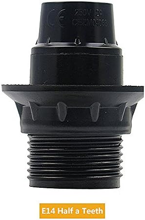 ASCELINA E14/E27 Bakelite Lampholder Chandelier Base Pendant Lamp Socket Light Fitting 1pcs (E14, Black Half a Teeth)