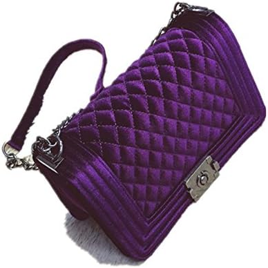 Women's Shoulder Messenger Bag Velvet Clutches (Dark Purple)