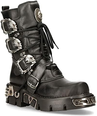 Amazon.com | New Rock 373-S4 Metallic Black Leather Men's Gothic