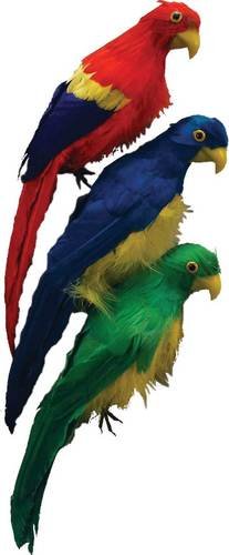 12" Artificial Colorful Feathered Parrot Bird - One Parrot in Assorted Tropical Colors