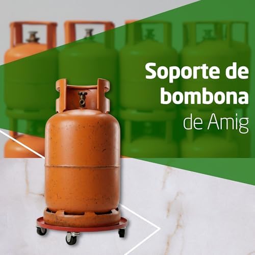 - Suporte para cilindros de butano - Carrinho de transporte com 4 rodas girais - Diâmetro Ø31cm - Carga máxima 30kg - Suporte para tambores e panelas - Cor laranja - Aço de liga