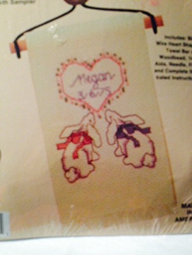 Cross Stitch Kit - Some Bunny Cares- includes wire heart shaped towel bar