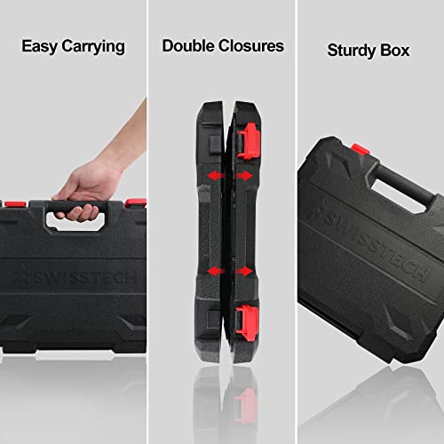 Swiss+Tech Field Dressing Kit, 10-Piece Hunting Knife Set with Caping Knife, Gut-Hook Skinner, Fillet Knife, Butcher Knife, Wood/Bone Saw, Shears, for Deer Hunting, Fishing, Camping, Survival