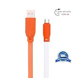 Hankuke USB A Male 2.0 to Micro USB B Quick Charging and Date Sync Cable Cool Designed of Flexible Flat Style with Double Side color For Amazon Kindle Fire, Kindle Voyage, Kindle Paperwhite (orange)