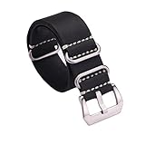Carty Replacement Watch Band Strap Vintage Handmade Crazy Horse Leather Zulu Nato 20mm/22mm/24mm(zmt1-22bksl)