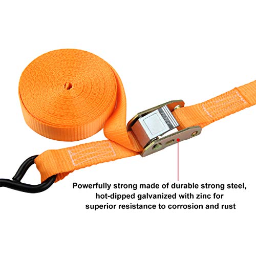 JCHL Tie-Down Cam Straps, Ratchet Tie Down Straps 1" x20' Lashing Straps Cargo Tie Down Strap Polyester Webbing Coated S-Hooks Cambuckle Metal Buckles 1000lbs Capacity Securing Straps (Pack of 4)
