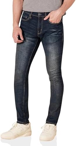 Armani Exchange Men's J27 Mid Tone Skinny Biker Jeans, Indigo