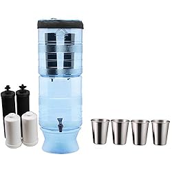 See Berkey Light Water Filter System (2.5 Gallons) w/2 Black Purifier Filters and 2 Fluoride Filters (PF2) Bundled with 1-set of 4 Stainless Steel Cups Details