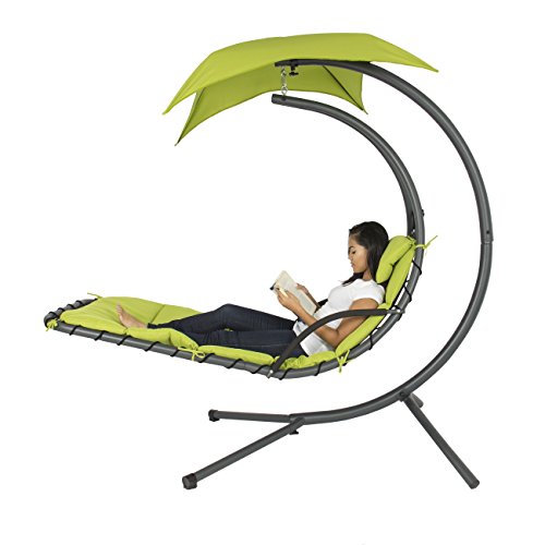 Best Choice Products Outdoor Hanging Curved Steel Chaise Lounge Chair