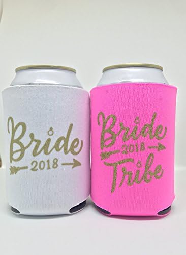 BRIDE TRIBE CAN COOLER KOOZIE (11 PACK) WHITE PINK GOLD BACHELORETTE PARTY FAVOR BRIDAL SHOWER BRIDESMAID INSULATED NEOPRENE SLEEVES