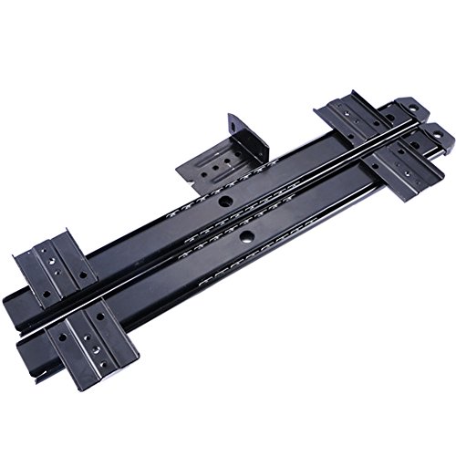 HomDSim 14 inches Ball Bearing Desk Keyboard Drawer Tray Slide Rail Track 3/4 Extension Adjustable Steel Metal High Pound Capacity Side Mount Suites Underdesk with Screws Black - Thumbnail 2