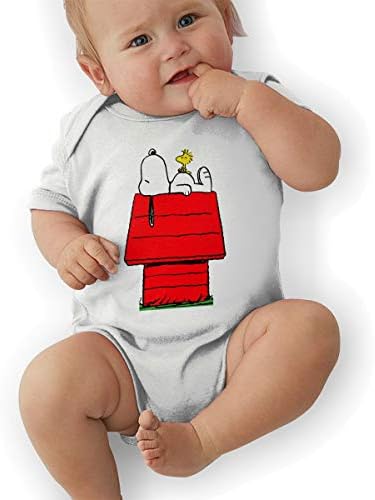 Newborn Baby Boy's Bodysuit Short-Sleeve Onesie Snoopy Sleep Above The Red House Print Outfit Spring Pajamas