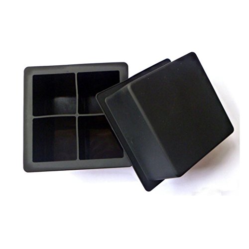 3 Pack Silicone Ice Cube Trays, Large Easy Release Ice Cube Mold Containers - Silicone Ice Cube Maker for Cocktail Whiskey 3.9"x3.9"x1.9" Black - Thumbnail 3