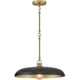 Hinkley Sadie 18 Inch Dome Pendant Light, Black and Lacquered Brass, Two-Tone, Hanging Ceiling Light for Kitchen Island Dinin