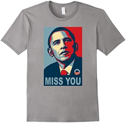Men's Obama Miss You Political Shirt Small Slate