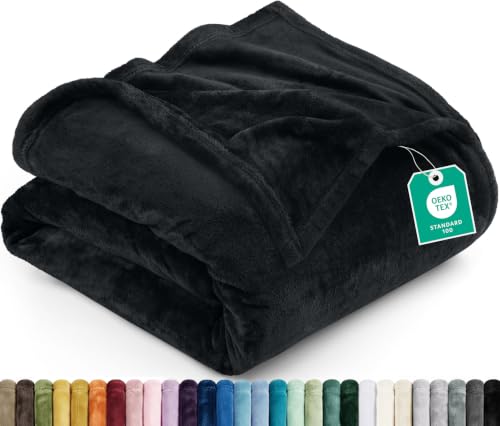 Utopia Bedding Kuscheldecke flauschig Fleecedecke [259x228 cm, Schwarz] leichte, Warm Decke, Weich und atmungsaktive Blanket, sofadecke und Couchdecke
