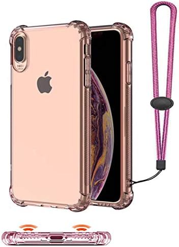 Calmpal Clear Soft Gel Rubber Case for iPhone Xs Max(6.5") with Reinforced Corners,Air Cushion Technology and Anti-Slip Grip Bundle with Adjustable Wrist Strap,Compatible with iPhone Xs Max (6.5")