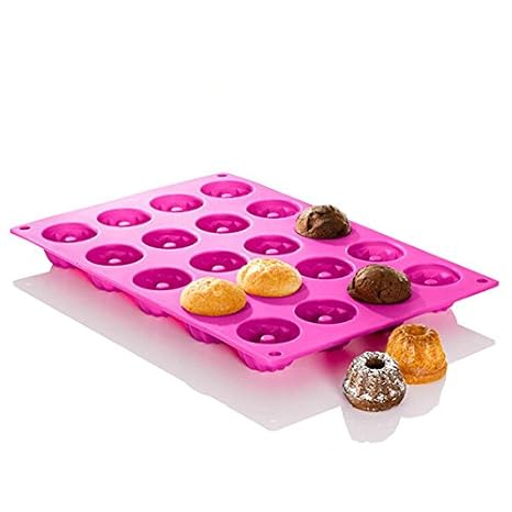 BESTOMZ 20er Mini Gugelhupf Backform silikon Gugelhupfform 30x20x2,3cm, rosa