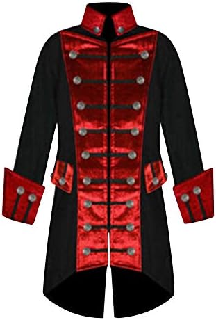 LisYOU F Mens Tailcoat Jacket Button Long High-Neck Uniform Costume Praty Outwear Coat
