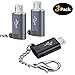 USB C Female to Micro USB Male Adapter (4 Pack),Convert Type C to Micro USB,Keychain Charger Connector Converter,Works with Smartphones,Tablets,and More Devices with Micro USB Ports,Gray&Black