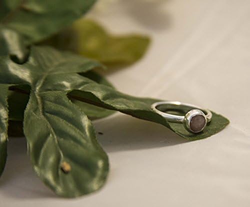 Modern Silver Ring with Natural Sunstone - Natural Sunstone Silver Ring - Orange Ring - Stack Stone Ring - Silver Ring