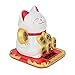 Set of 2 Small White & Gold Happy Beckoning Fortune Happy Cats Maneki Neko Solar Toy Home Decor Business Part Gift ~WPYST