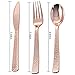 Supernal 180pcs Rose Gold Plastic Silverware Heavy Duty Plastic Forks and Spoons, Rose Gold Disposable Silverware Sets Include 60 Forks, 60 Knives and 60 Spoons Suitable for Wedding, Party, Birthday