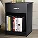 INTEY Nightstand with Drawer and Open Storage Shelf, Side End Table for Bedroom Living Room, Black